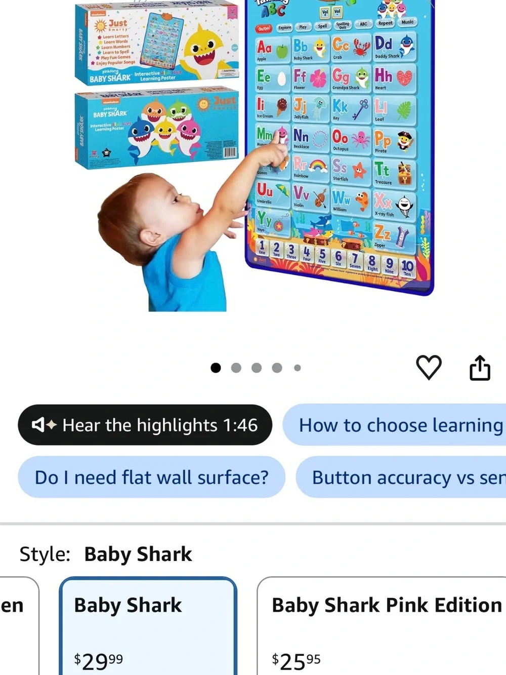 Baby Shark Talking ABC & Number Learning Mat - Blue Educational Toy